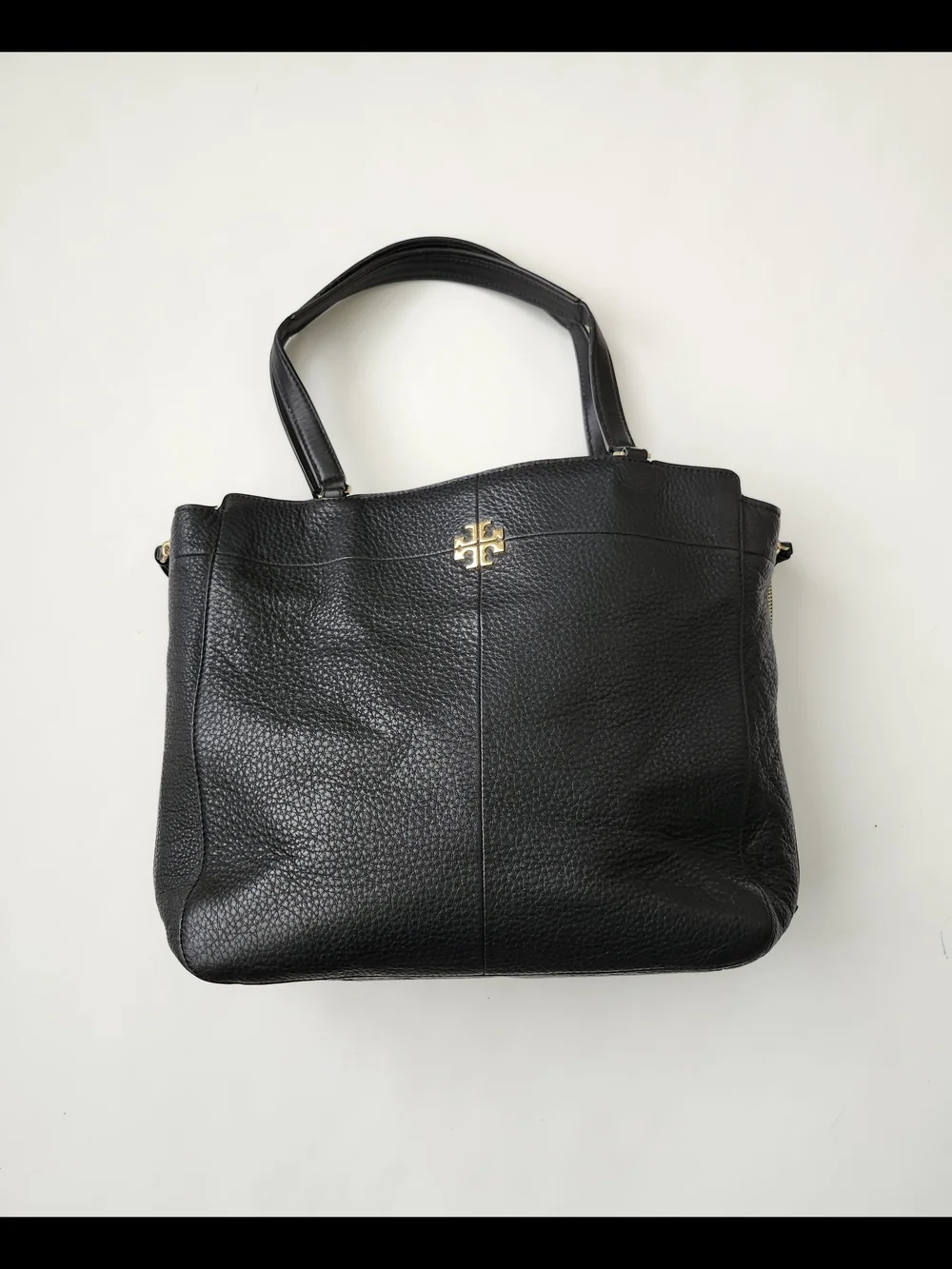 Tory Burch Black Pebbled Leather Tote